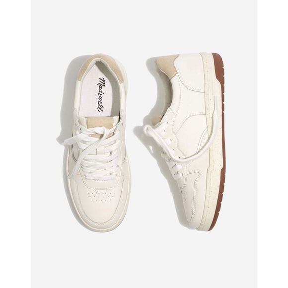 NWOB Madewell Women's Lace Up Court Sneakers in White Leather Size 8 - Picture 1 of 15